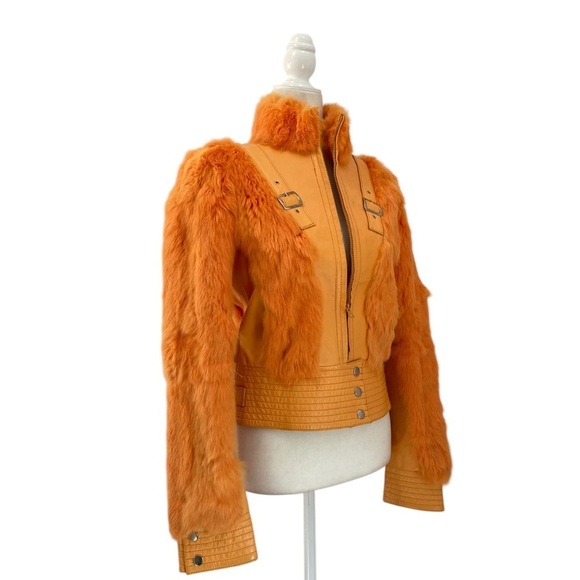 Cosmopel Dyed Fur Leather Jacket Vintage Women’s Y2K Rock 80s Punk Maximalist - Picture 5 of 13